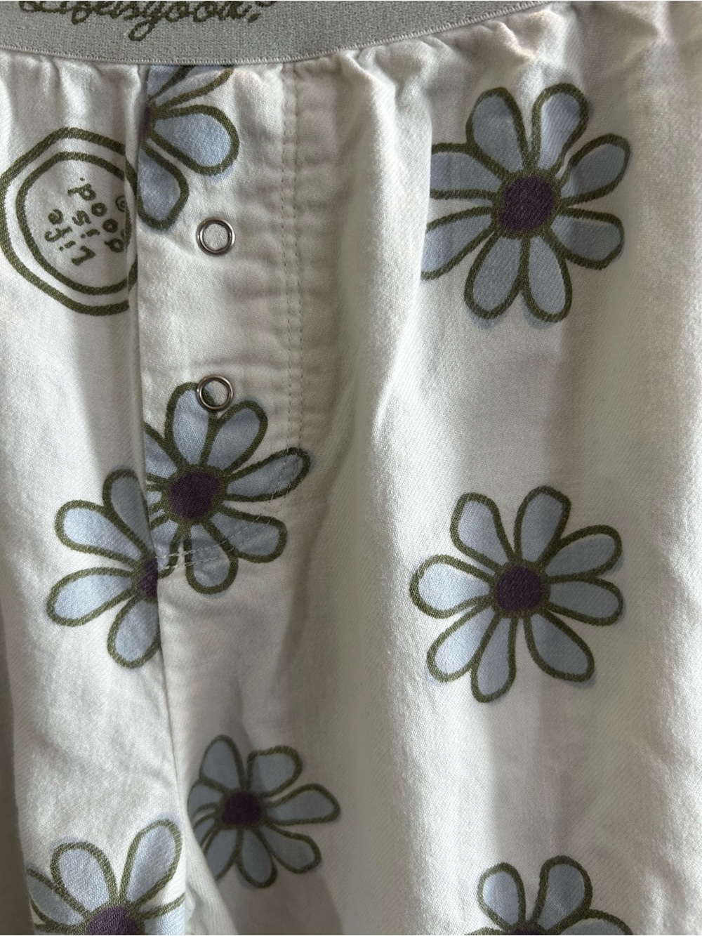 Life is Good Daisy Floral Wide Leg Lounge Pajama Pants White Size M - Picture 3 of 4
